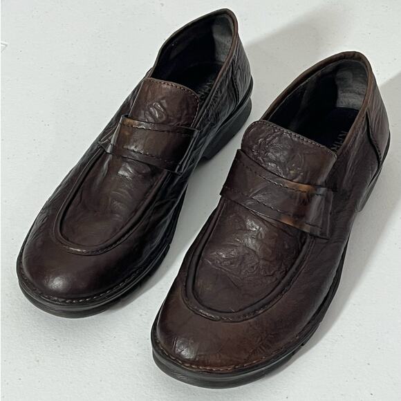 KHRIO Dark Brown Textured Genuine Leather Italian Loafers Made In Italy Size 10 - Picture 1 of 12